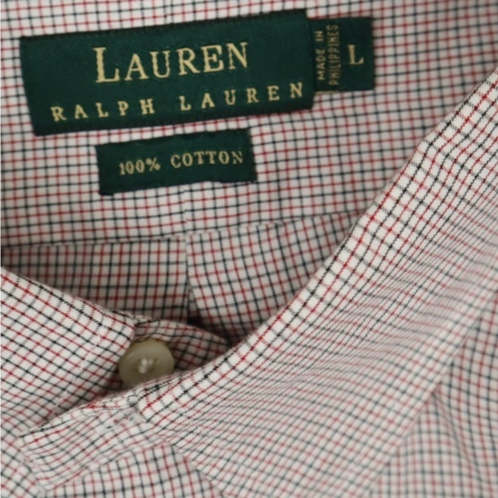 Vintage Ralph Lauren Pink Checkered Button Down Shirt size Large - Picture 3 of 4